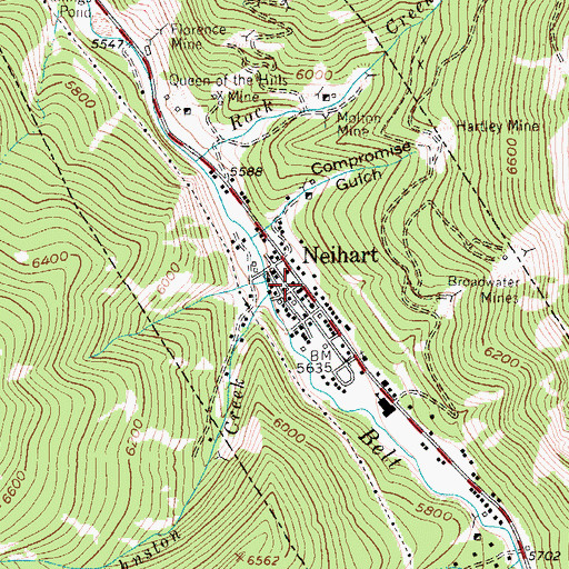 Topographic Map of Neihart (historical), MT
