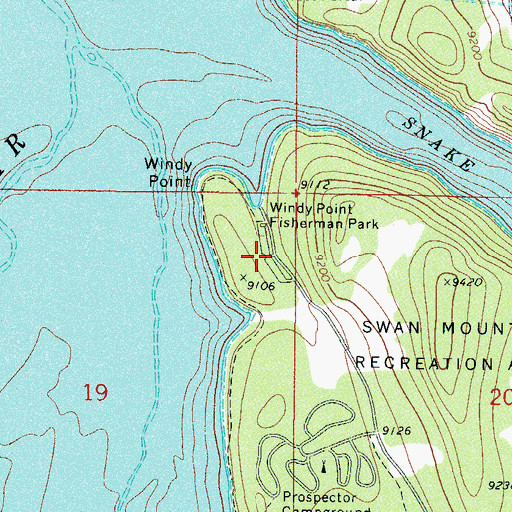Topographic Map of Windy Point Fisherman Park, CO
