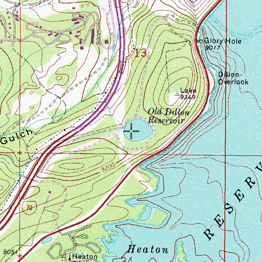 Topographic Map of Old Dillon Reservoir, CO