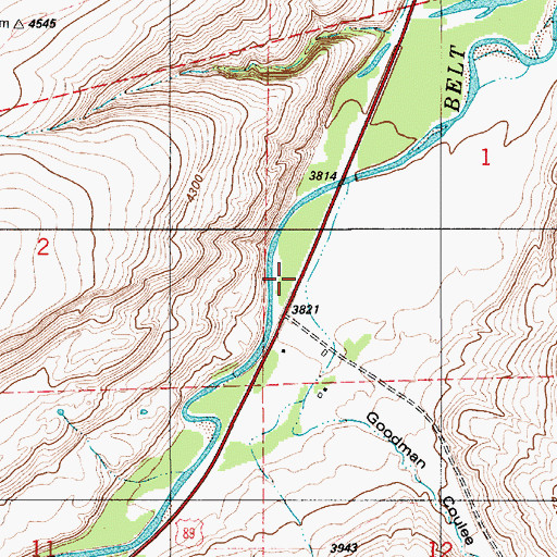 Topographic Map of Goodman (historical), MT