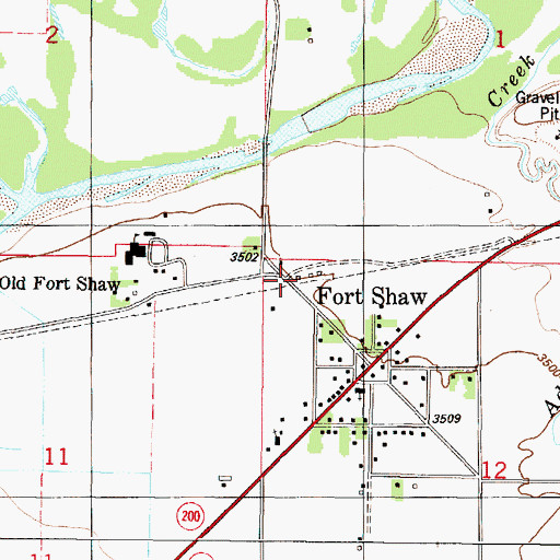 Topographic Map of Fort Shaw (historical), MT