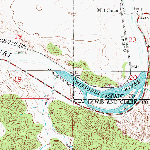Topographic Map of Dearborn (historical), MT