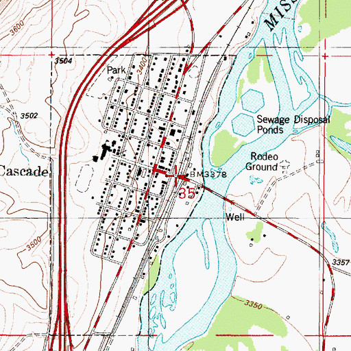 Topographic Map of Cascade, MT