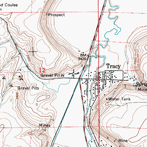 Topographic Map of Tracy (historical), MT