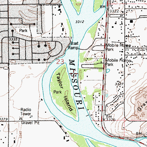 Topographic Map of South Great Falls (historical), MT
