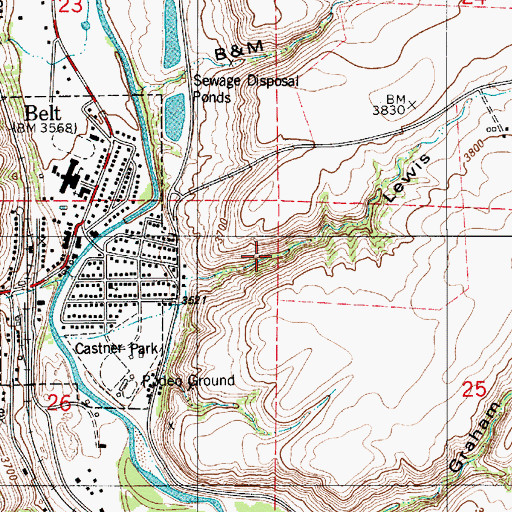 Topographic Map of Castner Post Office (historical), MT