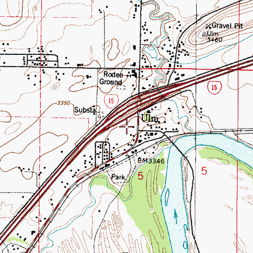 Topographic Map of Ulm Post Office, MT