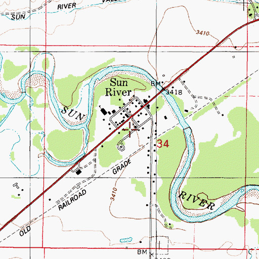 Topographic Map of Sun River Post Office, MT