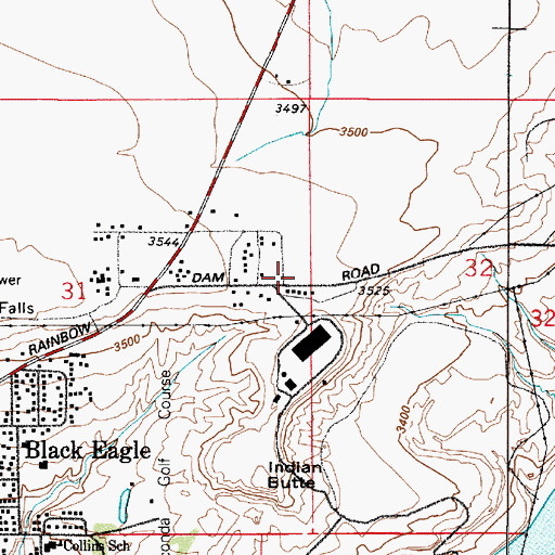 Topographic Map of North Great Falls Post Office (historical), MT