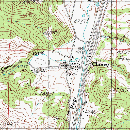 Topographic Map of Clancy (historical), MT