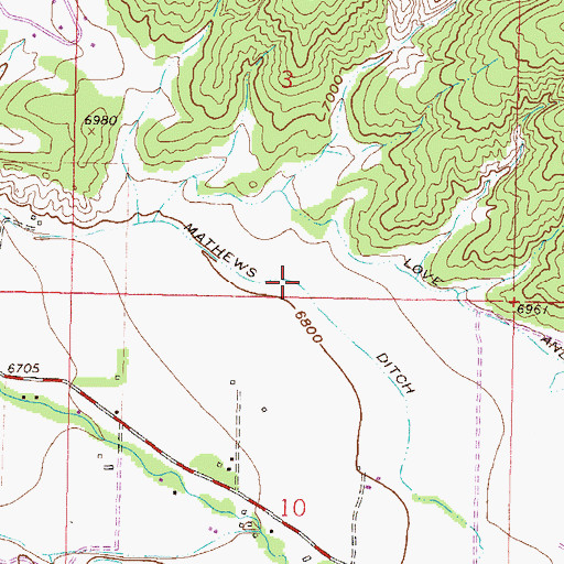 Topographic Map of Mathews Ditch, CO