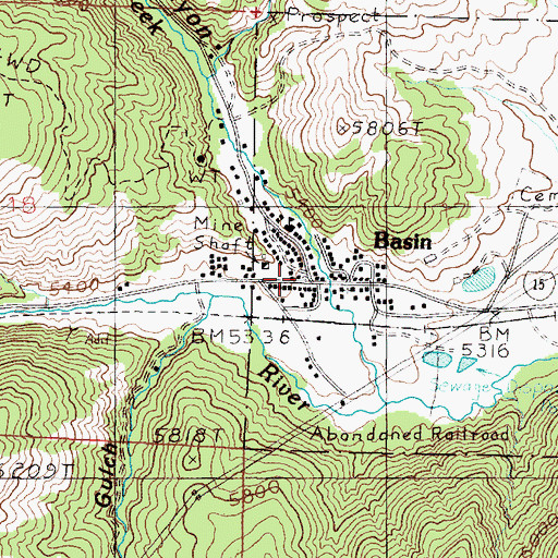 Topographic Map of Basin Post Office, MT