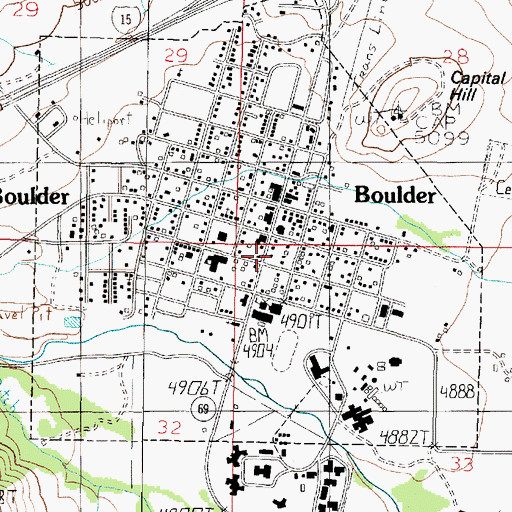 Topographic Map of Boulder Post Office, MT