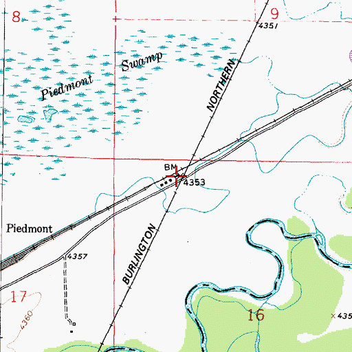 Topographic Map of Chicago Milwaukee and Saint Paul Crossing (historical), MT