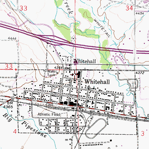 Topographic Map of Whitehall Elementary, MT