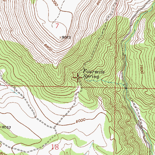 Topographic Map of Fourmile Spring, CO