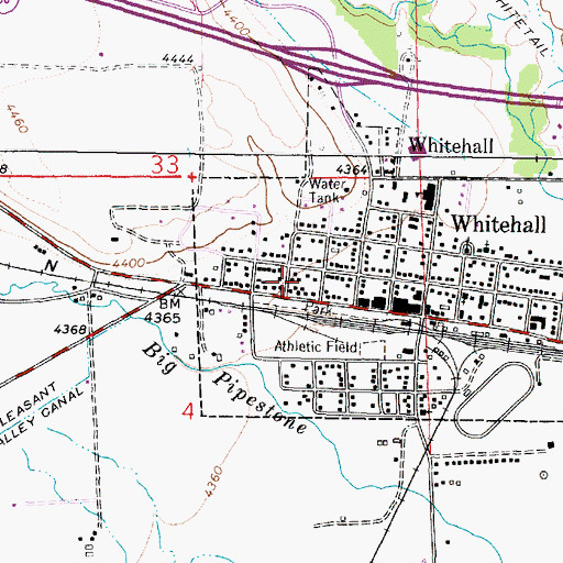 Topographic Map of Whitehall Fire Hall, MT