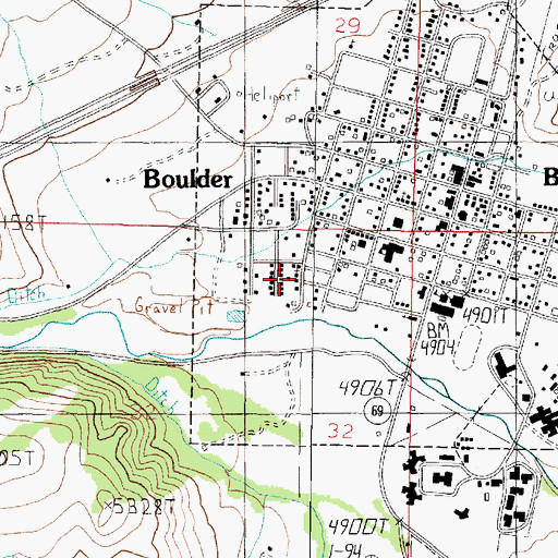 Topographic Map of First Assembly of God Church, MT