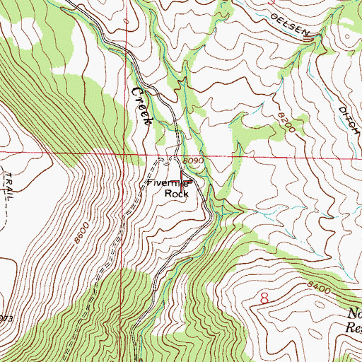 Topographic Map of Fivemile Rock, CO