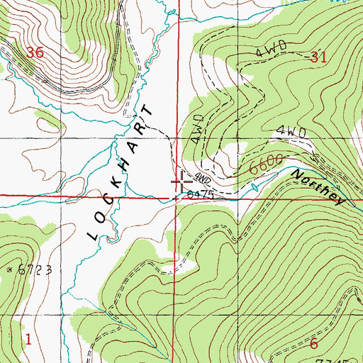 Topographic Map of Lockhart Post Office (historical), MT
