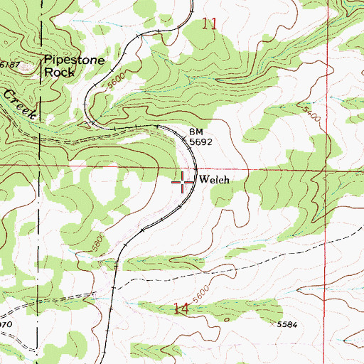 Topographic Map of Welch Post Office (historical), MT
