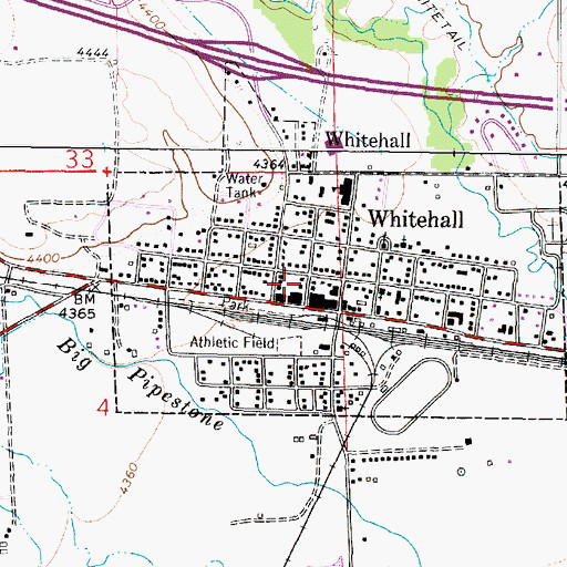 Topographic Map of Whitehall Post Office, MT