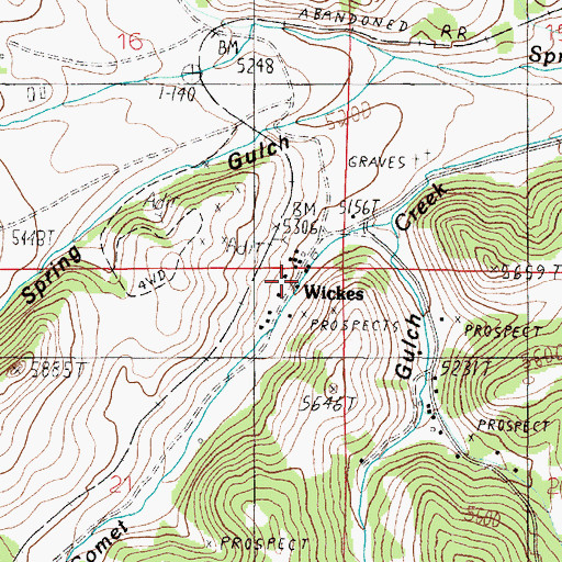 Topographic Map of Wickes Post Office (historical), MT