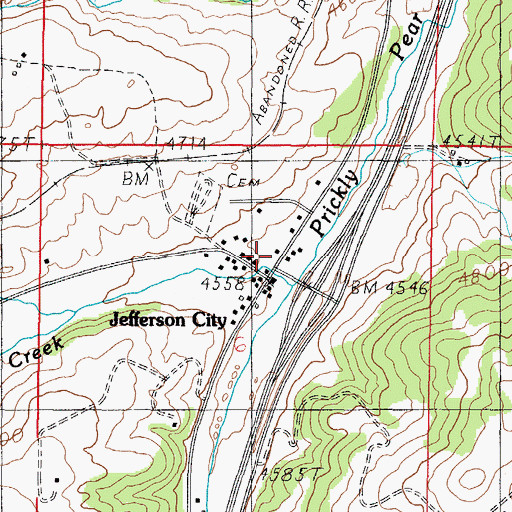 Topographic Map of Jefferson City Post Office, MT