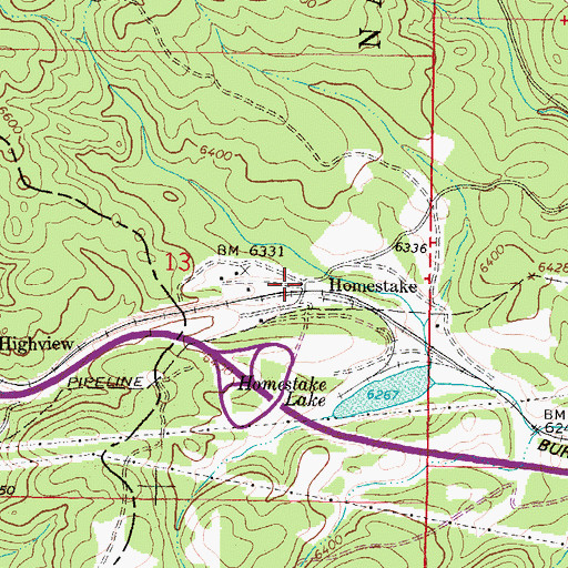 Topographic Map of Homestake Post Office (historical), MT