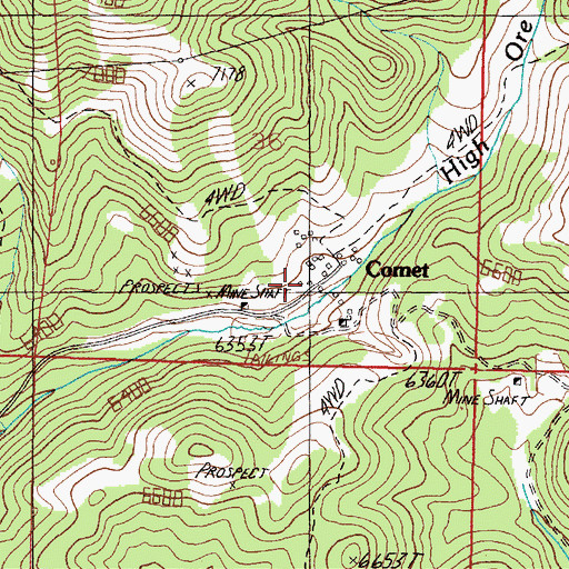 Topographic Map of Comet Post Office (historical), MT