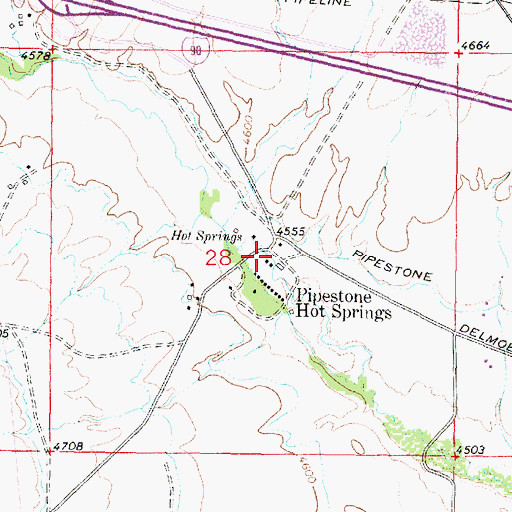 Topographic Map of Pipestone Campground, MT