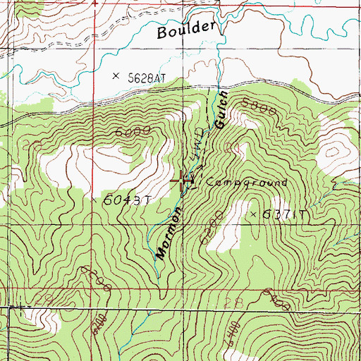 Topographic Map of Mormon Gulch Campground, MT