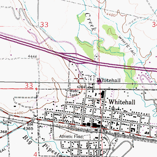 Topographic Map of White Tail Deer (historical), MT
