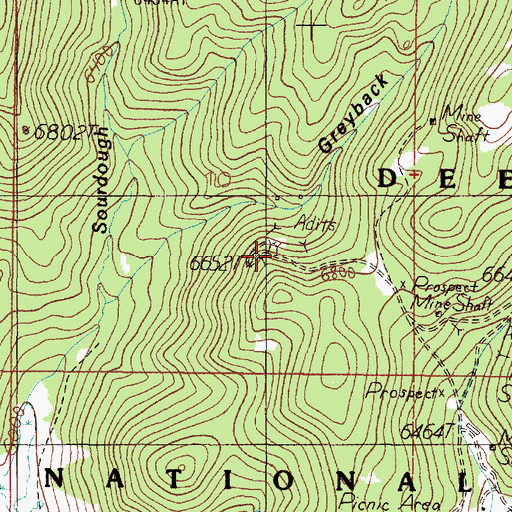 Topographic Map of Sourdough (historical), MT