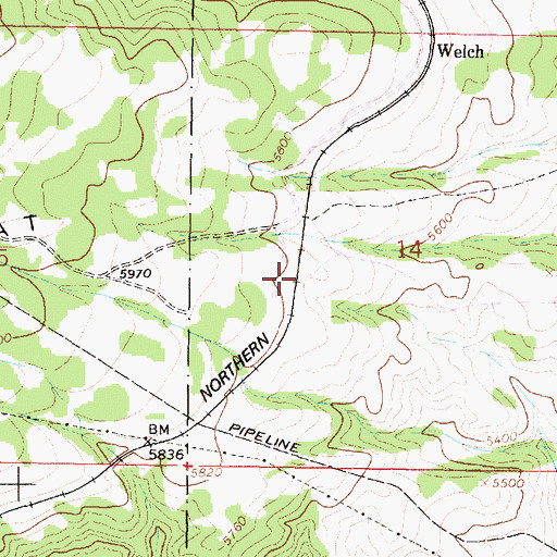 Topographic Map of Lumber Spur (historical), MT