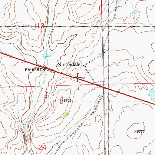 Topographic Map of Northdale, CO