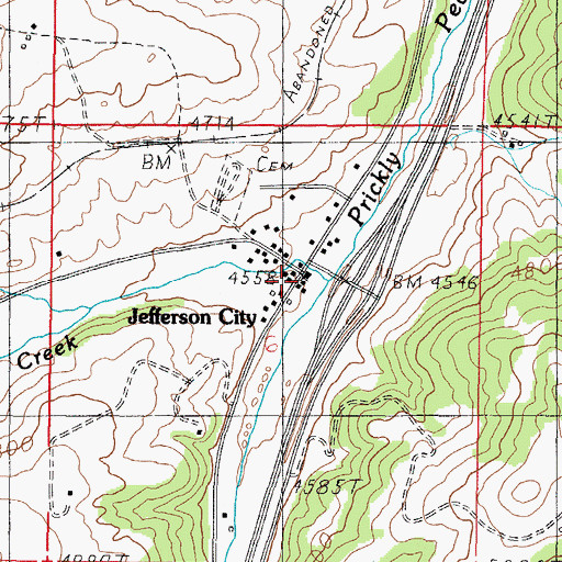 Topographic Map of Jefferson (historical), MT