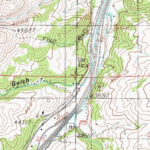 Topographic Map of Hartwell (historical), MT