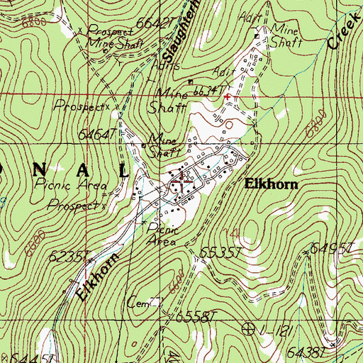 Topographic Map of Elkhorn (historical), MT