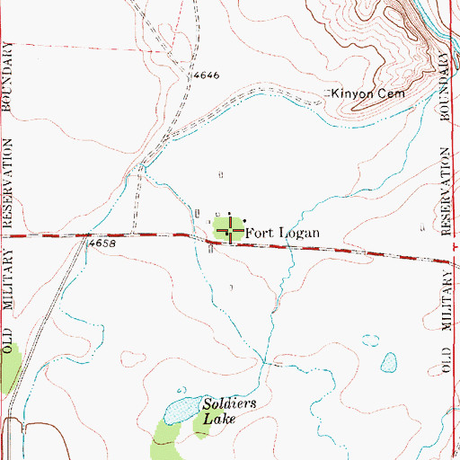 Topographic Map of Fort Logan Post Office (historical), MT