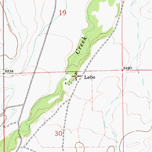 Topographic Map of Lebo Post Office (historical), MT