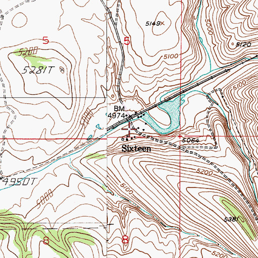 Topographic Map of Sixteen Post Office (historical), MT