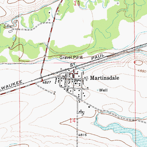 Topographic Map of Martinsdale School (historical), MT