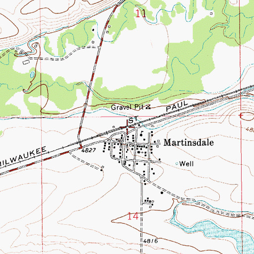 Topographic Map of Martinsdale (historical), MT