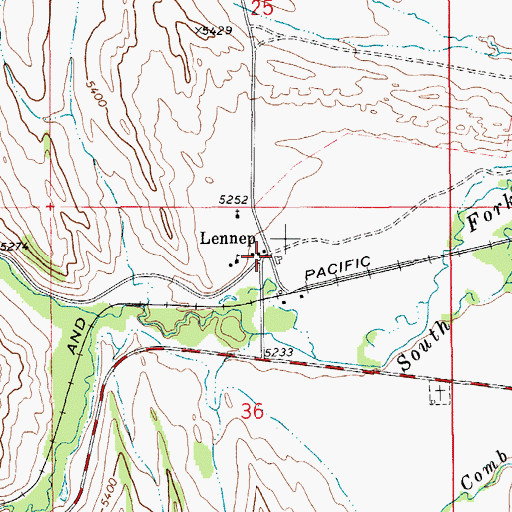 Topographic Map of Lennep (historical), MT
