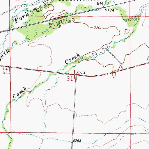 Topographic Map of Comb Creek School (historical), MT