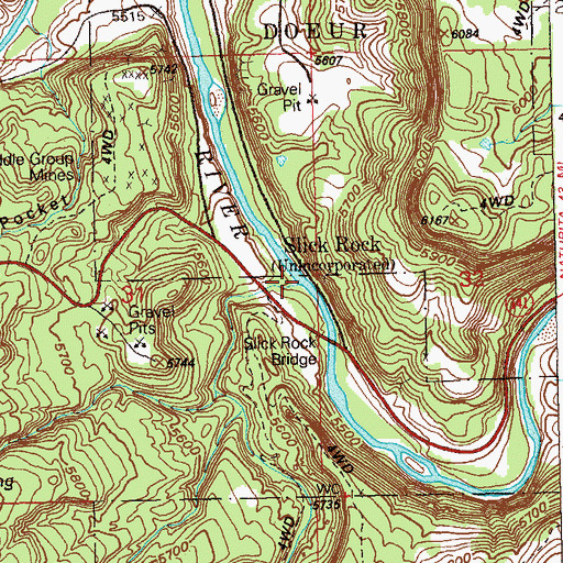Topographic Map of Bush Canyon, CO