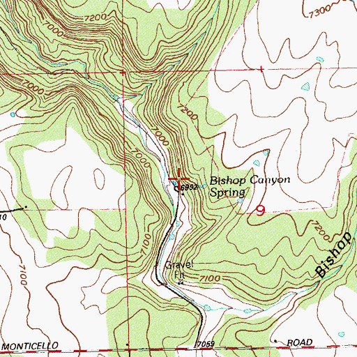 Topographic Map of Bishop Canyon Spring, CO