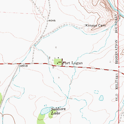 Topographic Map of Camp Baker Military Reservation (historical), MT