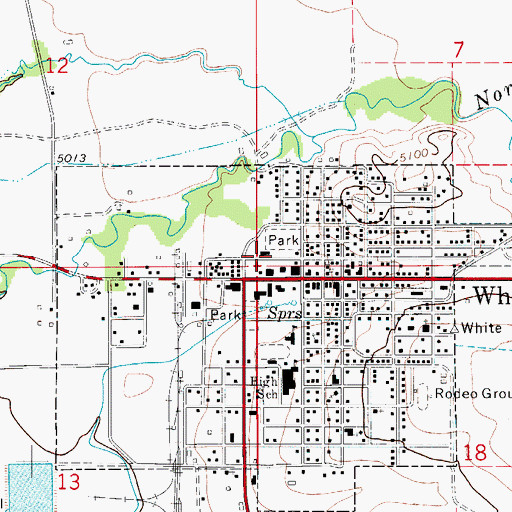Topographic Map of White Sulphur Springs Fire Department, MT